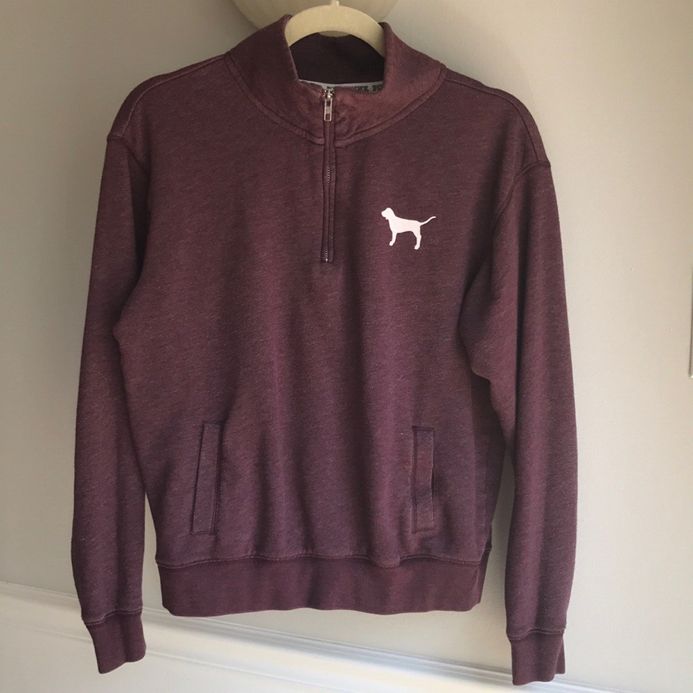 VS Pink Quarter Zip Maroon Sweater sz XS